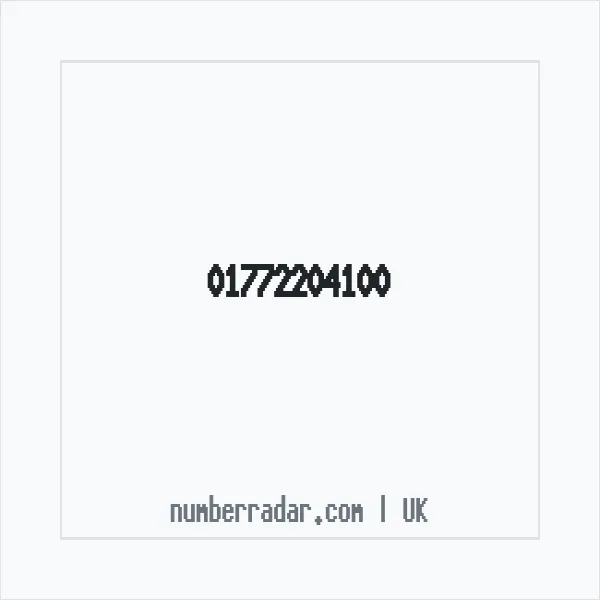 Reverse number check for +44 1772 204100 — who called me?